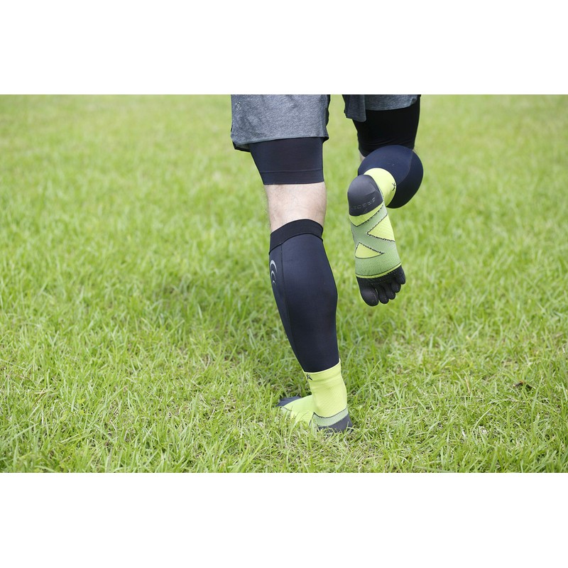 Ergoster Cross Taping Socks, 5-Toe Mid-Length, Running Socks, Lime x
