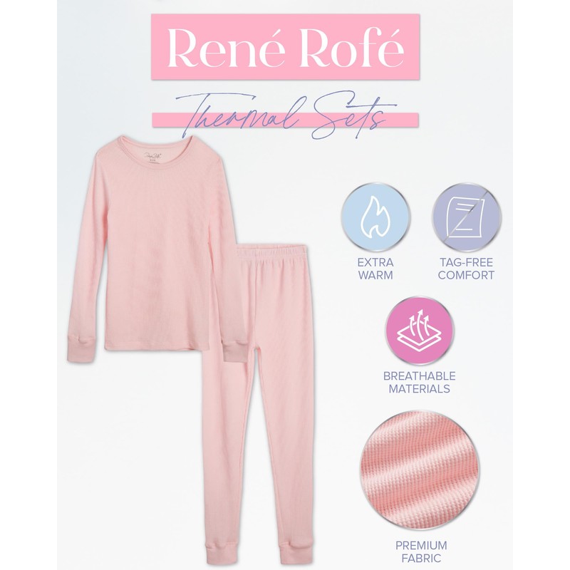 Rene Rofe Conjunto de ropa interior térmica para niñas, 2