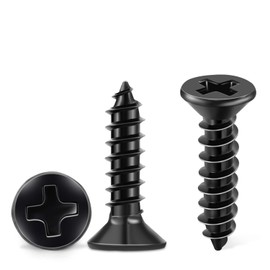 100 PCS #8 X 3/4 inch Stainless Steel 18-8 (A2) Wood Screws, Black Coated Flat Head Phillips No.8 X 0.75 Length Multipurpose Screw by TPOHH