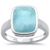 CloseoutWarehouse Square Natural Larimar Single Stone Ring Sterling Silver Size