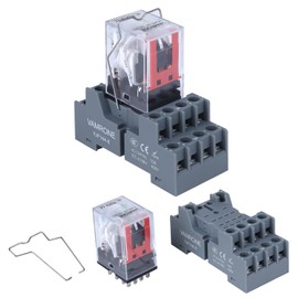 Electromagnetic Power Relay, 14-Pin 5 AMP 24V DC Relay Coil with Socket Base, LED Indicator, 4PDT 4NO 4NC - MY4NJ [Applicable for DIN Rail System]
