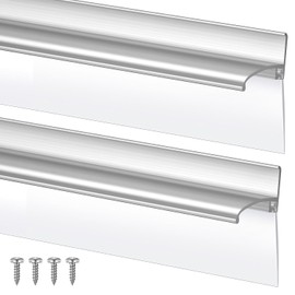 Hicarer 2 Pcs 30" Chrome Framed Shower Door Replacement Drip Rail with Vinyl Sweep, Shower Door Water Deflector with Bottom Seal, Applied Mounting Tape and Screws(Sliver)