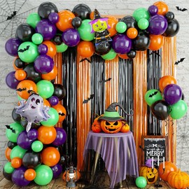 Decoración Traje de Globo de Halloween,Traje de Globo de Arco de Lluvia Naranja Negra es un Globo Decorado para Fiestas. (W1- Halloween 3)