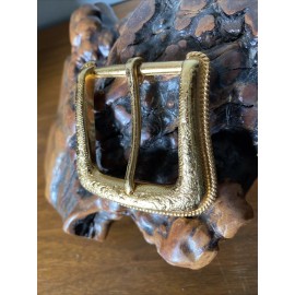 NADIM VINTAGE 1998 NADIM~GOLD TONE ETCHED WESTERN BELT BUCKLE~NEW