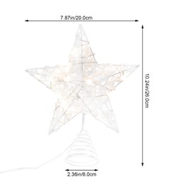 WOFASHPURET Tree Top Star Festival Ornament, Christmas Star Tree Topper, White Light Christmas Tree Topper Star, Xmas Tree Topper, LED Xmas Tree Star Topper for Home Xmas Decor(2.36x10.24x7.87in)