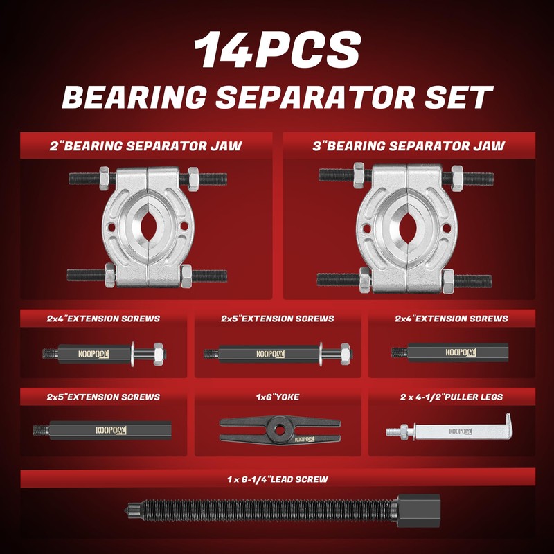 KOOPOOL Bearing Puller and Splitter Kit, Separator and Puller Set,
