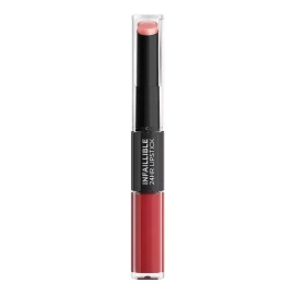 L'oréal Paris Lipstick Infallible 24hr X3 Dos Pasos Acabado Brillo Color 501 TIMELESS RED