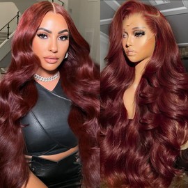 Ruaswey Reddish Brown Lace Front Wigs Human Hair Pre Plucked Brown Wig Human Hair 200 Density Body Wave 13x4 HD Lace Front Wigs Human Hair Color Frontal Wigs Human Hair Auburn Lace Wig 24 Inch