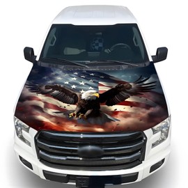 American Car Hood Cover - 59x51 in Car Hood Cover Eagle Flag Bonnet Banner with 2 Adjustable Triangular Fasteners, Universal Fit for Trucks, SUV, Patriotic America Flag Cars Decor
