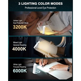 2-Pack Reading Light with 6 Bookmark, Rechargeable Book Light for Reading at Night in Bed, with 3 Colors &5 Brightness Adjustable Eye Care, 30/60-min Timer for Kids Night Book Reading Lovers