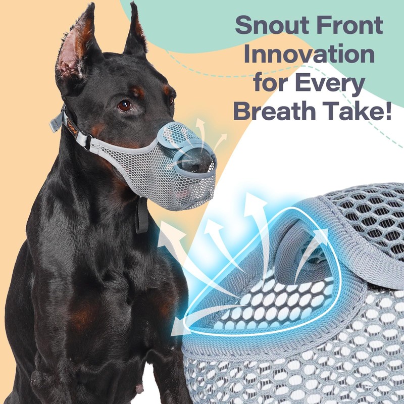 LUCKYPAW Dog Muzzle for Large Medium Small Dogs, Patented Mesh