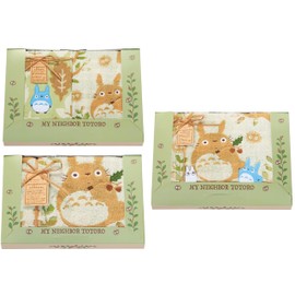 Marushin Towel Gift Greetings My Neighbor Totoro Acorn and Totoro 1105039900 TT-7150 2 Hand Towels, 1 Face Towel, 1 Bath Towel