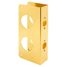 Prime-Line MP9409 Lock and Door Reinforcer, 1-3/4 in. x 2-3/8 in., Solid Brass, Polished (Single Pack)