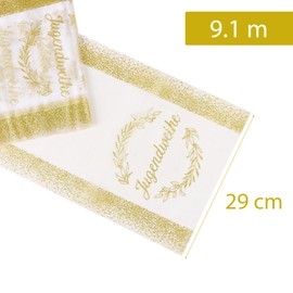 MEJOSER Youth Consecration Decoration 9.1 m x 29 cm Table Runner Table Decoration Gold Wreath Motif Boy Girl Teenager DIY Crafts Youth Consecration 2025 Gifts