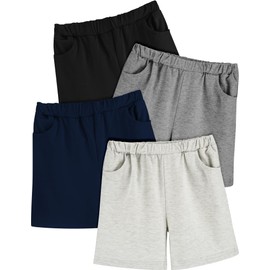 Toddler Boy Shorts 4Pack Pull On Short Elastic Waistband Boys Casual Active Summer Shorts with Pockets Quick Dry Breathable Knit Clothes Multipacks 3T