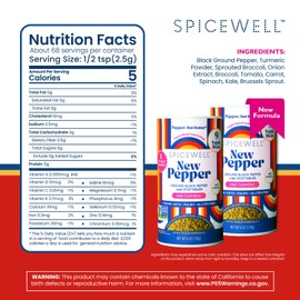 Spicewell - New Pepper Shaker - Ayurvedic Black Pepper with Turmeric, 21 Plant-Based Vitamins and Minerals - Fine Ground, Fresh Cracked Flavor - 6oz