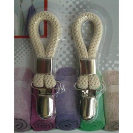 Tredoni 2 Tea Towel Clips - Cloth Hanger Holder Clips, Braided Loop Cotton
