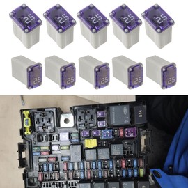 Lyxheth 10PCS 25 Amp Micro Cartridge Fuses, Auto Fuse, Automotive Low Profile Mini Box Shaped Fuse, Universal Cars Cartridge Fuses Automotive Kit Car Accessories Fit for Most Cars (25A)