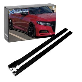 Xotic Tech 78.7 Inch/2M Car Lower Side Skirts Protect Rocker Panel Splitter Winglets Diffuser Bottom Line Extension Body Kit Universal Fit Most Vehicles (Glossy Black w/Black Strip)