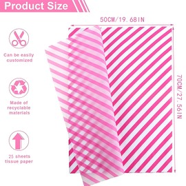Cosyhav 25pcs Pink Tissue Paper, 50x70cm Pink Wrapping Paper, 5 Patterns Tissue Paper Sheets for Packaging Birthday, Wedding, Party Gifts