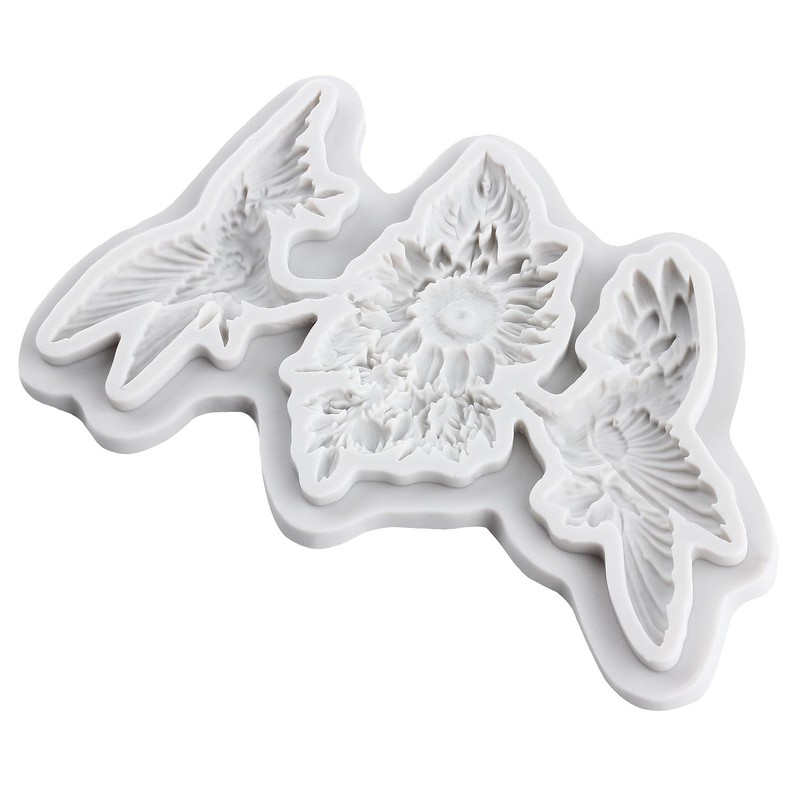 TAOXIBEI Hummingbird Polymer Clay Mold Bird Clay Molds Flower Silicone