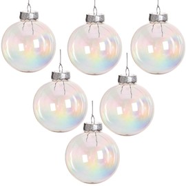 6 x Eye-catching Plastic Christmas Tree Baubles, 10 cm, Clear Christmas Baubles, Round Baubles, Fillable DIY Christmas Decoration for Filling as Christmas Tree Decorations (6, 10 cm)