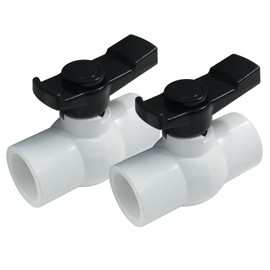 Cionyce 1 Inch PVC Ball Valve with Black T-Handle - 2 Pack Heavy Duty Shut-Off Valve for Cold Water Supply Lines, Swimming Pool & Irrigation Systems