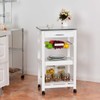Giantex Kitchen Island Cart Rolling Kitchen Trolley with Stainless Steel