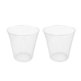 Generic Wire Mesh Round Waste Basket Lightweight Trash Can Open Top Wastebasket Metal Trash Garbage Can Recycling Trash Bins Garbage Container for Office School Kitchen Home Storage (2, White)