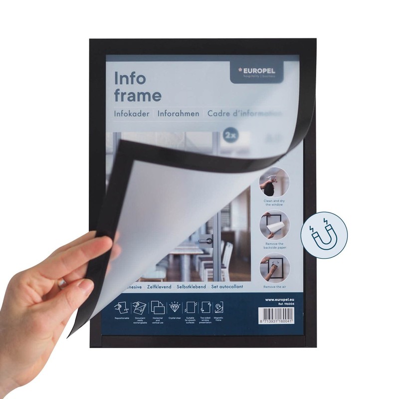 Europel Cornice Informativa Magnetica Autoadesiva A4 Rossa, Set da 2,