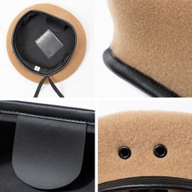 Gajaous British Military Berets with Leather Sweatband, Adjustbale Army Wool Beret for Men & Women
