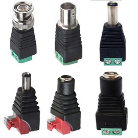 Yrhrol 60 Pcs 12V 5.5mm x 2.1mm Female Male DC Power Connector, BNC Male Balun Connector &No Screws DC Connector for Led Strip CCTV Security Camera Cable Wire Ends Plug Barrel Adapter