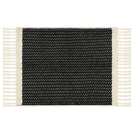 Drydiet Boho Bathroom Rugs Small 2x3 Kitchen Mat with Tassels Front Door Mat Woven Cotton Area Rug Farmhouse Washable Black and White Throw Carpet Low Pile Carpet for Entry Laundry