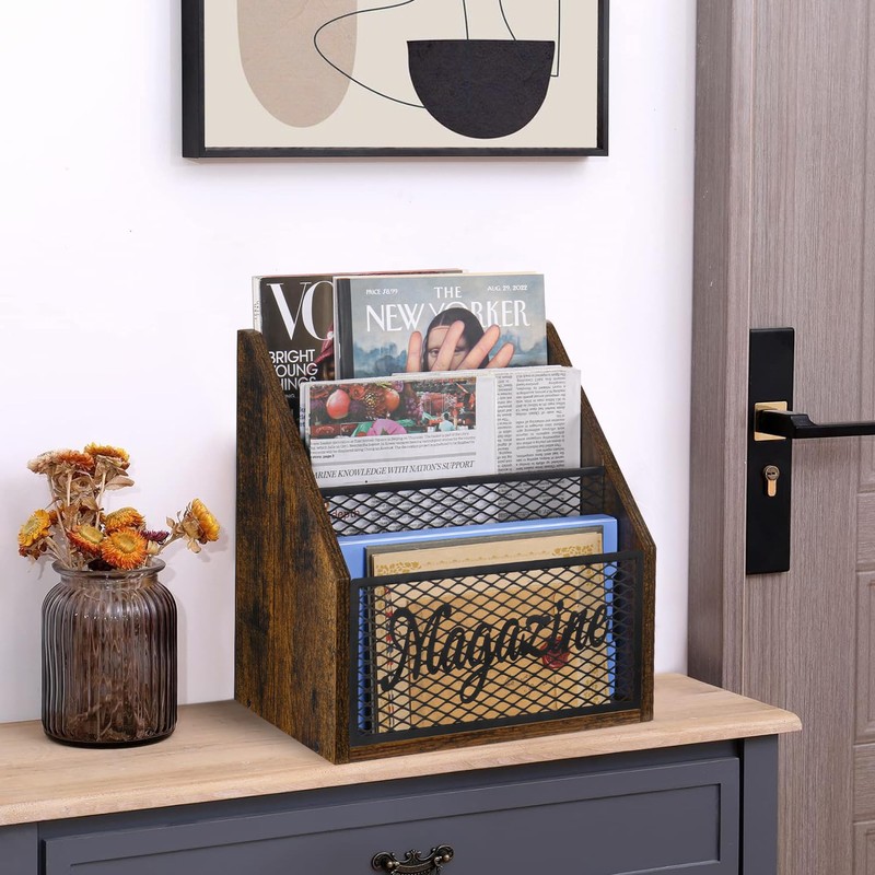YINMIT Magazine Holder, Stepped 3 Tier Magazine Rack Floor, Magazine