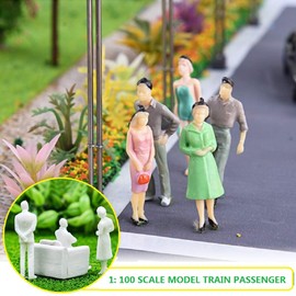 Kiuiom Model Figures White Unpainted, Plastic Architectural Model, 1: 100 Scale Model Figures, 100 Pieces, Various Poses Miniature People for Miniature Scenes Micro Landscapes Architectural Planning