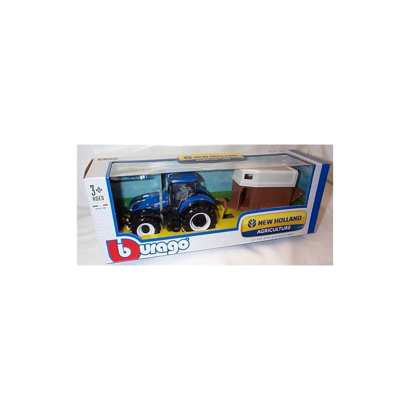 Corgi burago blue New Holland Tractor with horsebox set 1:32