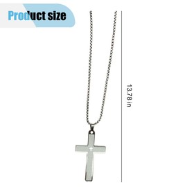 Cross Necklace Pendant Car Mirror Hanging Accessories, Stainless Steel Cross Car Rear View Charm with Bible Verse for Car, Truck, Home, Hanging Cross Car Ornament for Men Women (Silver)