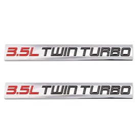 2PCS 3D 3.5L Twin Turbo Emblem Chrome Finish Metal Emblem Badge Fender Trunk Car Decal Sticker (Black-Red)