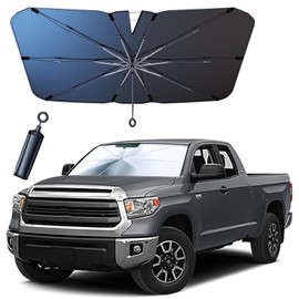 Pincuttee - Parasol para parabrisas con cable de tracción, parasol para parabrisas de coche, persianas para ventana delantera, parabrisas de coche, parasol plegable, apto para SUV grande, camioneta,