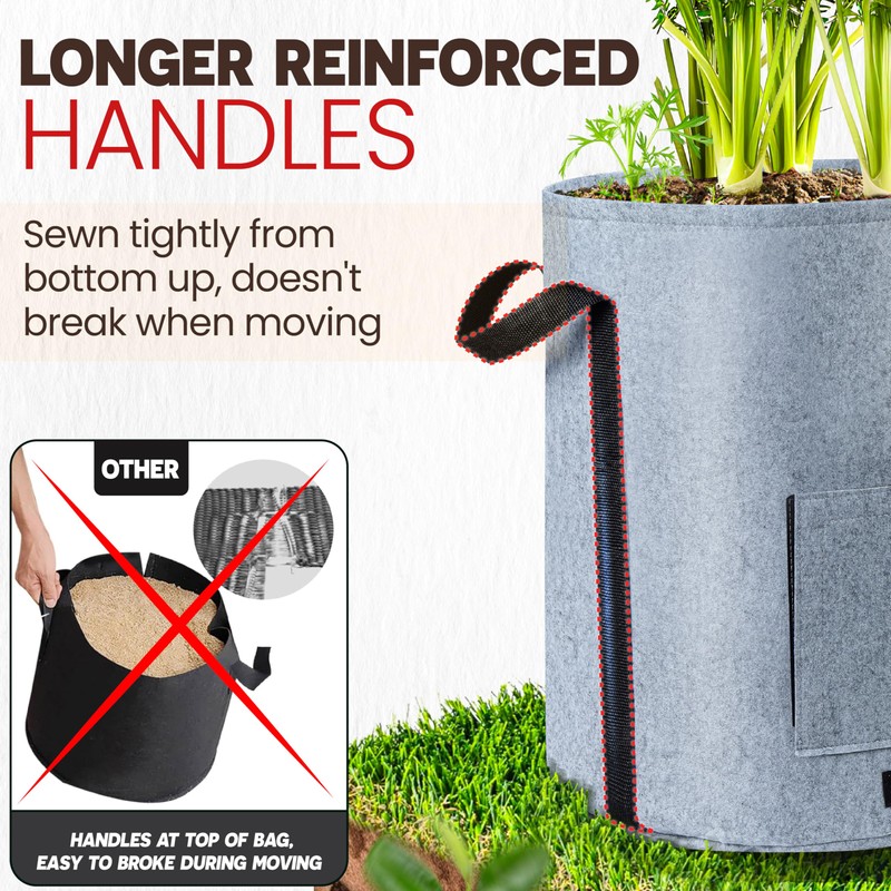 [Upgraded] 4Pcs 15-Gallon Potato Grow Bags with Unique Harvest Window,