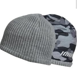 FETHAR Wool Athletic/Running Beanie - Reversible Fleece Hat with Reflective Accents (ATHT/Black Camo)