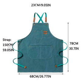 Kitchen Apron Canvas (2 Pack), Chef Apron Cross Back Adjustable Apron with 3 Pockets Professional Tool Work Apron Waterproof Barbecue BBQ Apron for Men Women, Cooking Painting Gardener (Green)