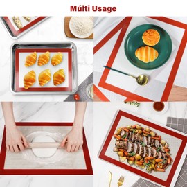 Tapete de Silicona para Hornear, MTQ 4 Piezas Esteras para hornear de silicona Antiadherente Lavable Reutilizable Resistente al Calor para Pastelería Pizza Pan Pastel Galleta (30 * 40cm)