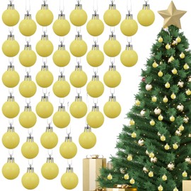 kymqlyw 60 Pcs 1.18 inches Yellow Christmas Ball Christmas Tree Ornaments Christmas Tree Pendants Xmas Shiny Balls Baubles Set for Christmas Tree Hanging Wreath Garland Decorations（Yellow Glitter）