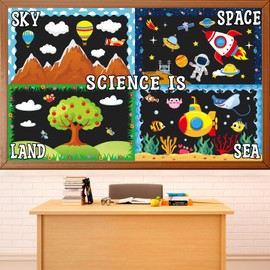 Science Bulletin Board Decorations Science is Everywhere Classroom Bulletin Board Set Sky Space Land Sea Theme Paper Cut Outs for Back to School Classrooms Office Home Decor Wall Door Supplies