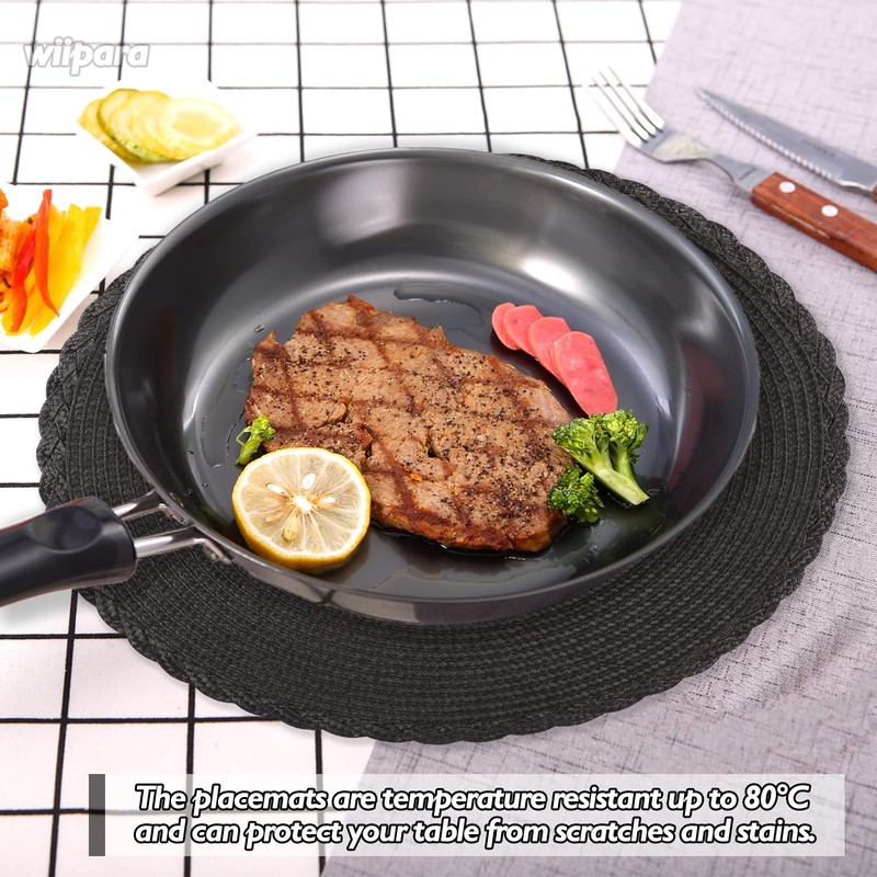 wiipara Round Woven Placemats Set of 6, 34 cm Kitchen