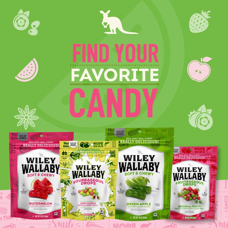 Wiley Wallaby 6 oz. Fruitrageous Drops Original Fruits Gourmet Australian