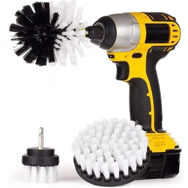 Wheel Cleaning Drill Brush Attachment, Drill Scrubber Brush Kit, Power Scrubber for Car Carpet Floor Mats, (White, One size)