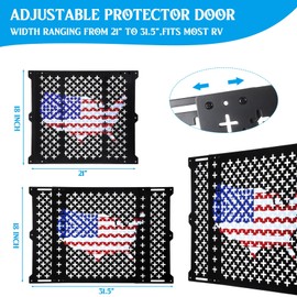 Gisafai 18 Inch High Adjustable RV Door Screen Protector Adjusts from 21''- 31.5'' Aluminum RV Entry Screen Door Grille Alloy Screen Door Grill Screen Defender for RV Door, Black