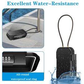 AMIR Travel Safe Portable Lock Box, 4 Digit Combination Lockbox, Cash Box, Waterproof Mini Security Case with Removable Chain, Portable Beach Safe Box for Travel, Beach,Office,Hotel,Cars,Dorms